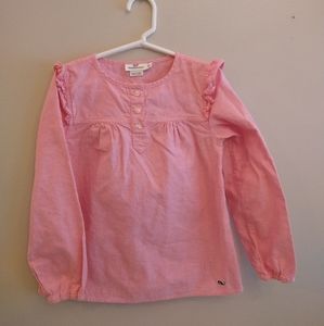 Vineyard Vines long sleeve pink blouse top with button and ruffle details